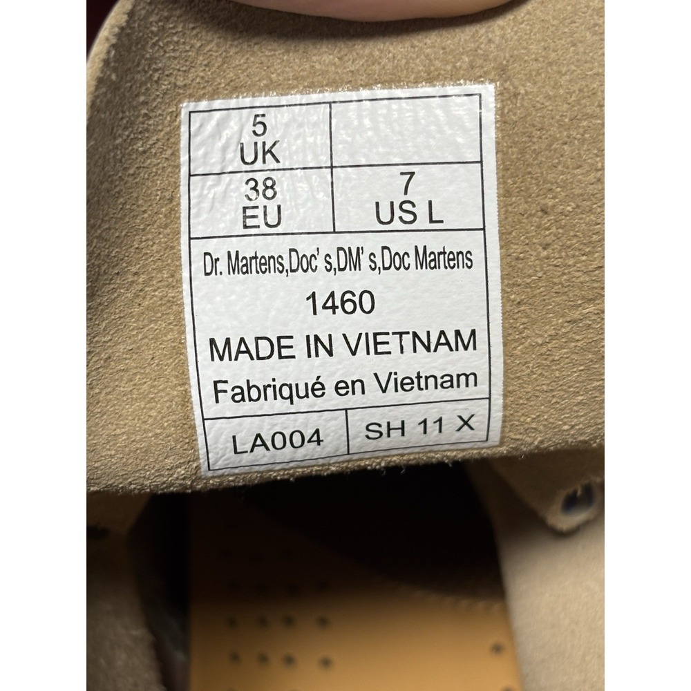 Dr. Martens Floral Lace-Up Combat Boots in Cream and Black - Picture 7 of 9